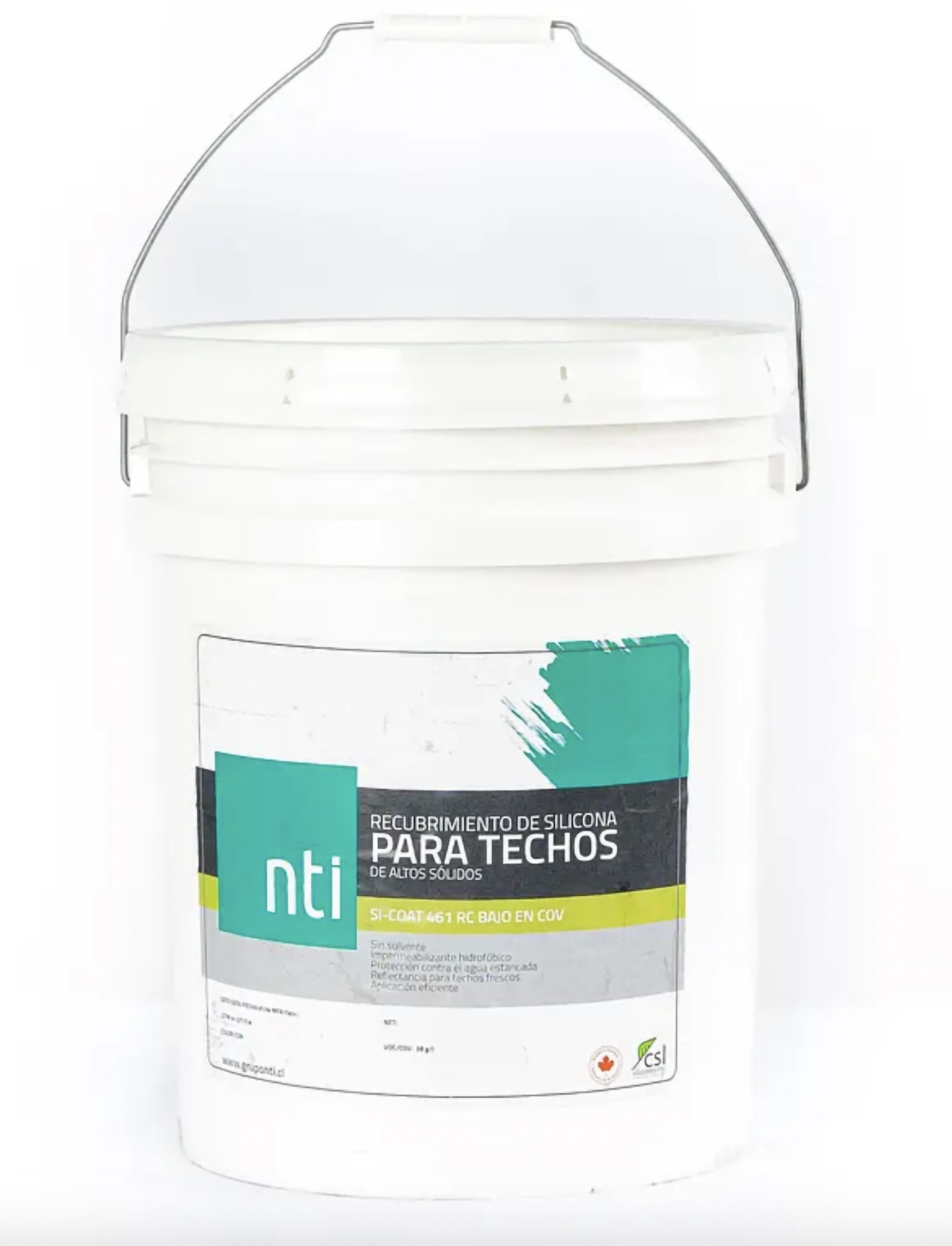 Membrana líquida de silicona al 100% SI-COAT CSL 461, color blanco, tineta 19 Lt